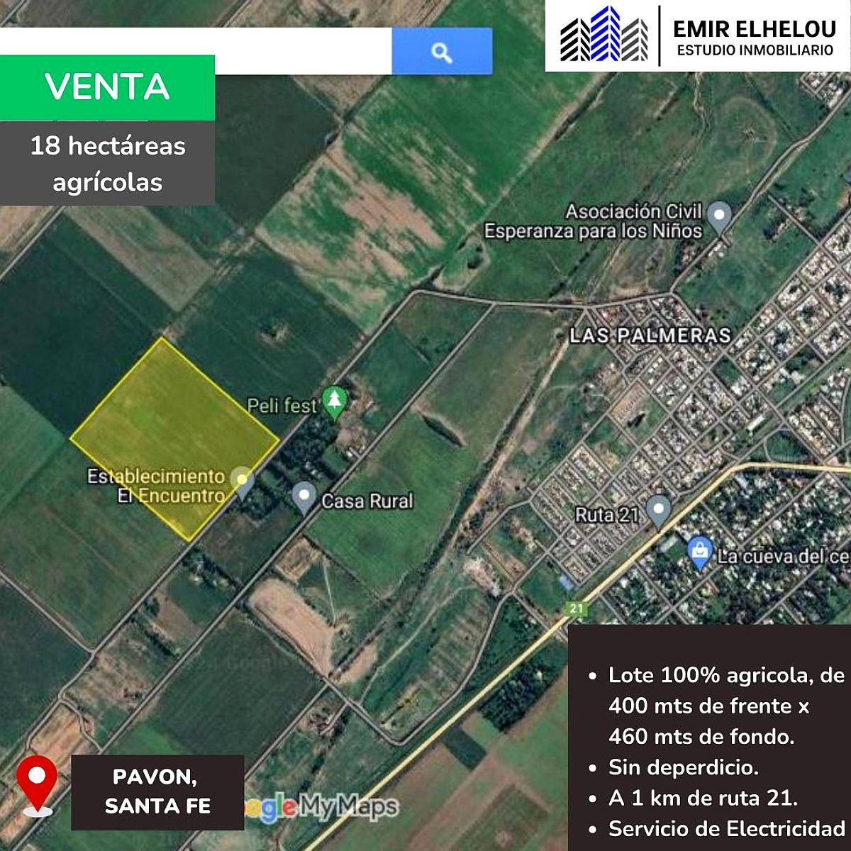 Campo Agrícola de 18 Hectáreas en Pavón (santa FE)