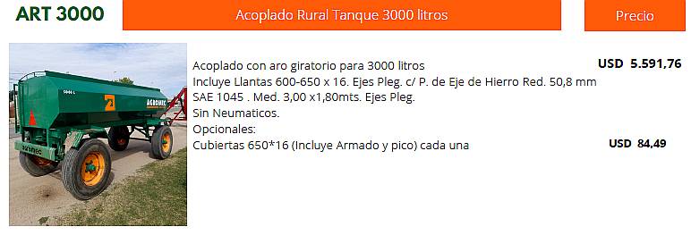 Acoplado Rural Tanque 3000 Litros Agromec