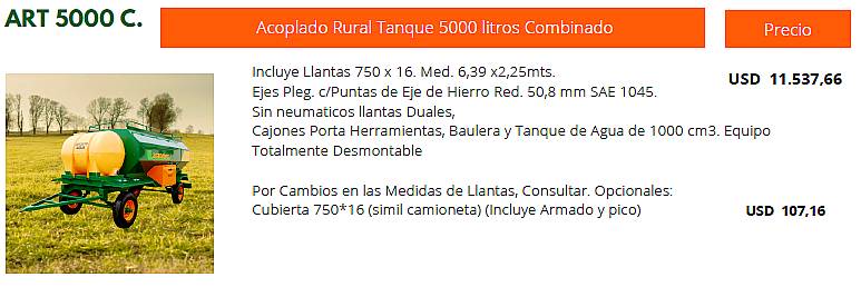 Acoplado Rural Tanque 5000 L Combinado (agromec