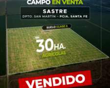 Sastre 30 Has Agrícolas. Campo en Venta