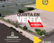Coronda 3,5 Has Quinta con Riego, Cerca Río. Campo en Venta.