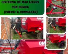 -cisterna Marca Ombu 1.500 Litros con Bomba