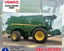 Cosechadora John Deere S660, Draper 35 Pies.