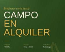 Busco Campo en Alquiler, Zona Rio Primero Córdoba