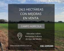 Campo Agrícola de 24,5 Hectáreas con Mejoras en San Nicolas
