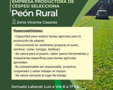 Búsqueda Laboral: Peón Rural - Empresa Productora de Césped