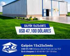 Galpón 15 X 25 Mt. Entrega Inmediata