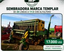 Sembradora de 25 Líneas a 17,5 con Alfalfero