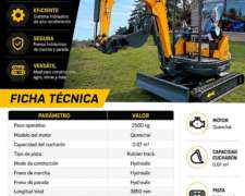 Miniexcavadora, 2.5tn/ Orugas De Goma