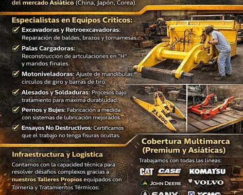 Reparación Anclajes de Pernos y Bujes para Palas Cargadoras