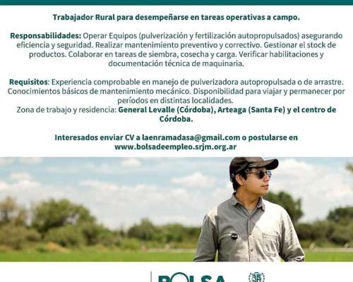 Trabajador Rural – Operador de Pulverizadora