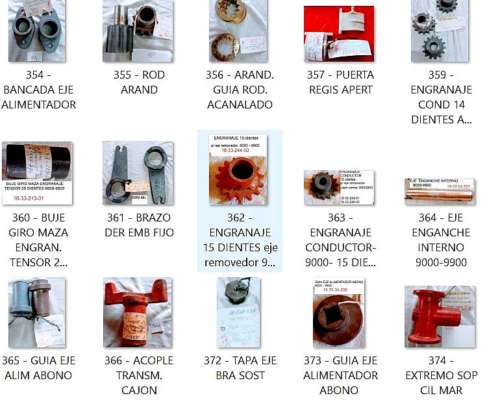 Repuestos Semb. Apache 9000-9900. Nuevos. Mitad de Precio.