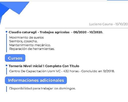 Busco Trabajo de Maquinista o Tractorista