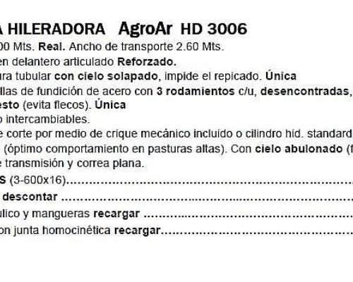 Desmal e Hiler Agroar-nueva 0k año 2025 3 Mts Correa Plana