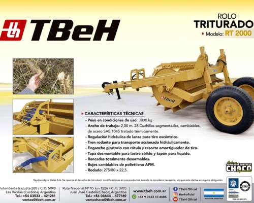 Rodillo Triturador Mod RT 2000 Tbeh Nuevo.