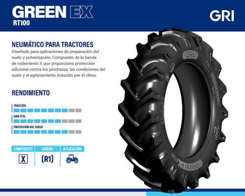 Cubierta de Tractor 13.6-24 Green EX RT100 8t. TT GRI