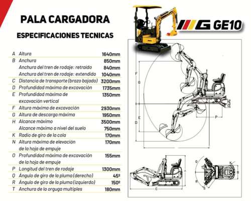 Mini Excavadora Oruga Gema G 10