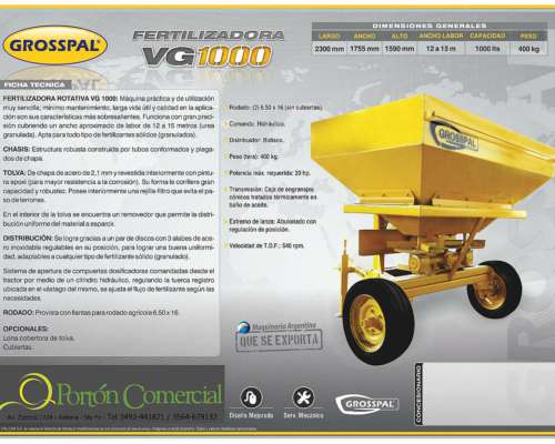 Fertilizadora de Arrastre Grosspal VG1000