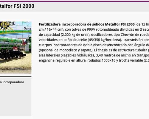 Fertilizadora Incorporadora Metalfor FSI