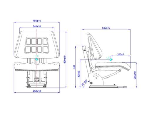 Butaca Asiento para Agro Universal sin Riñonera