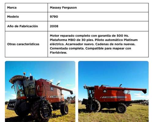 Cosechadora Massey Ferguson 9790 + Plataforma MBO