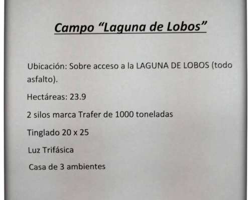 Campo en Acceso de la Laguna de Lobos