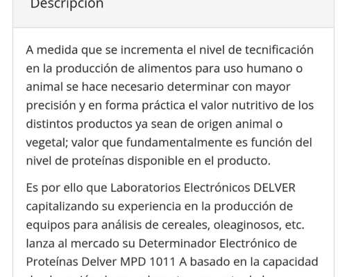 Determinador de Proteinas Delver. Usado