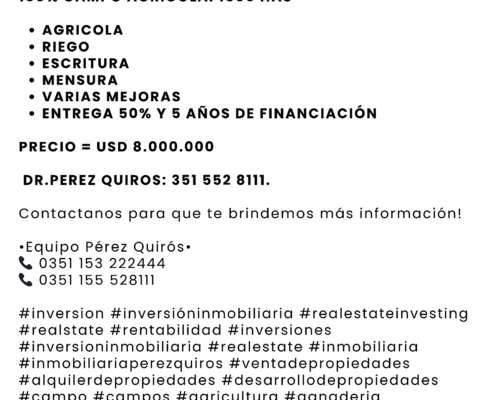 Se Vende Campo en San Luis. Oportunidad