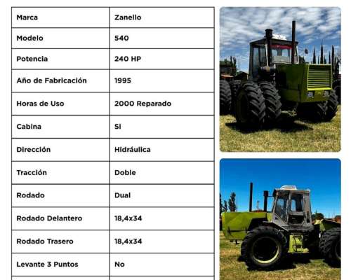 Tractor Zanello 540 240 HP Doble Tracción - Usado año 1995