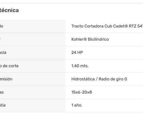 Tractor Cortacesped - CUB Cadet - Giro Cero 54