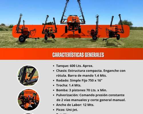 Pulverizadora de Arrastre y 3 Puntos Praba Andariego 600 Lts