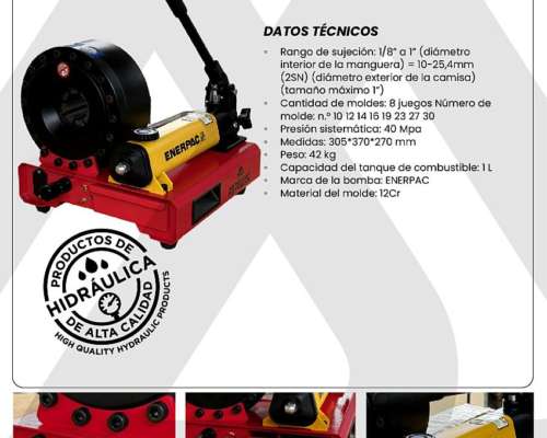 Prensa Manual para Mangueras Hidráulicas de 1/8 a 1
