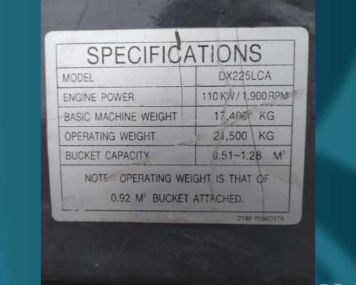 Excavadora Doosan DX225 (id882)