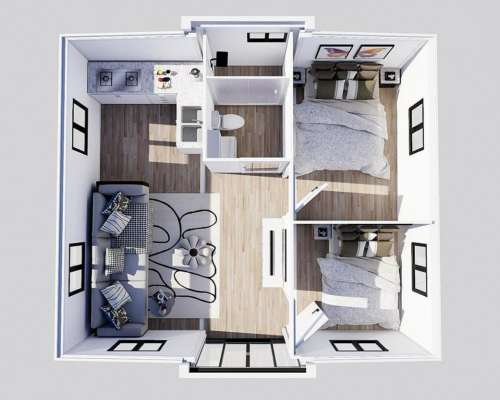 Casa Modular Desplegable de Dos Habitaciones