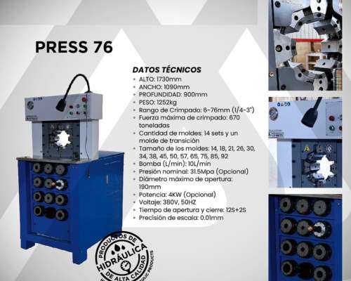 Prensa para Mangueras Hidráulicas de 1/4 a 2 Pulgada