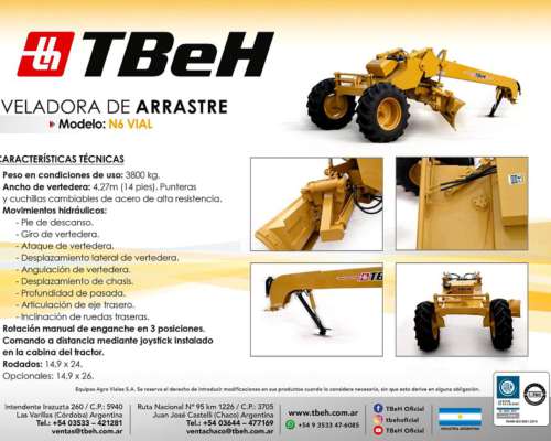 Niveladora de Arrastre Modelo N6 Vial Tbeh Nuevo