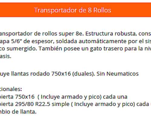 Transportador de 8 Rollos Agromec (t8r Super 8 E)