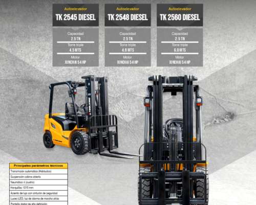 Autoelevador Toolking 2.5 TT Torre Triple con Desplazador