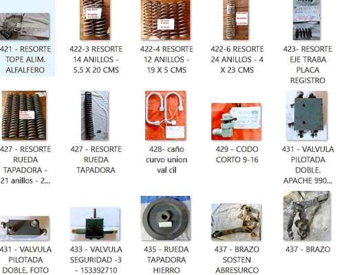 Repuestos Semb. Apache 9000-9900. Nuevos. Mitad de Precio.