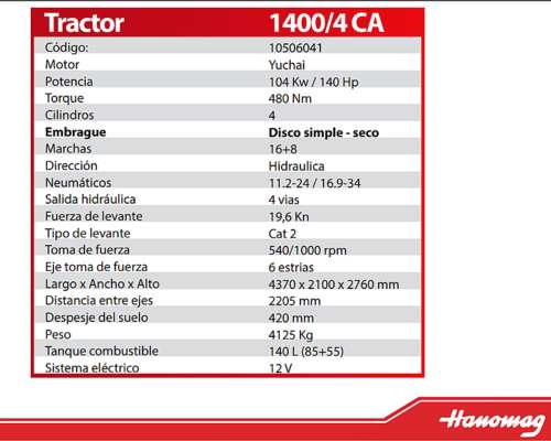 Tractor Hannomag 1400/4 CA