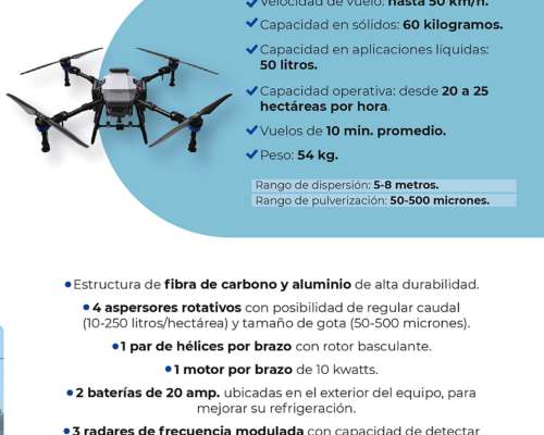 Drone Agrícola Topxgun FP600 50l Pulverizador Dispersor PRO