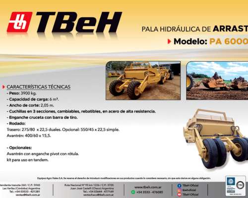 Pala Hidráulica de Arrastre Tbeh PA 6000 Nuevo