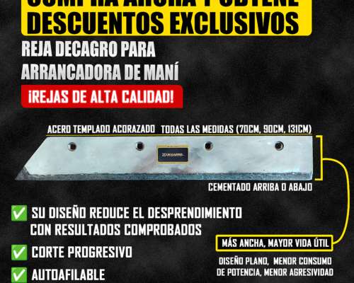 Reja para Arrancadora de Maní (pulida y Afilada)
