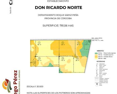 Campo Ganadero en Venta 781 Has - Laboulaye