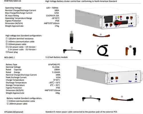 Bateria Litio LIFEPO4 HV Rack 5.1kwh 51.2v 100ah Deye