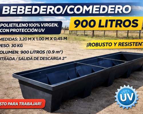 Bebedero-comedero Rectangular 900lts/largo 3.20m