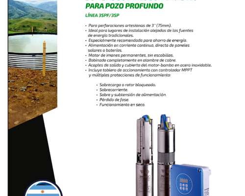 Bomba Sumergible Solar Czerweny 3spf1,5-70 sin Paneles 3pulg