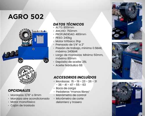 Prensa para Mangueras Hidráulicas de 1/4 a 2 Pulgada