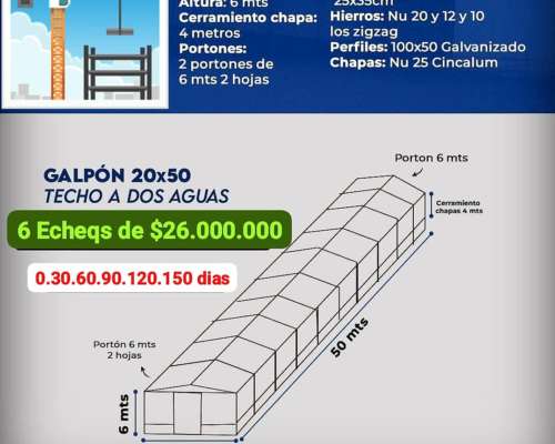 Tinglados, Galpones, Hangares, Aleros