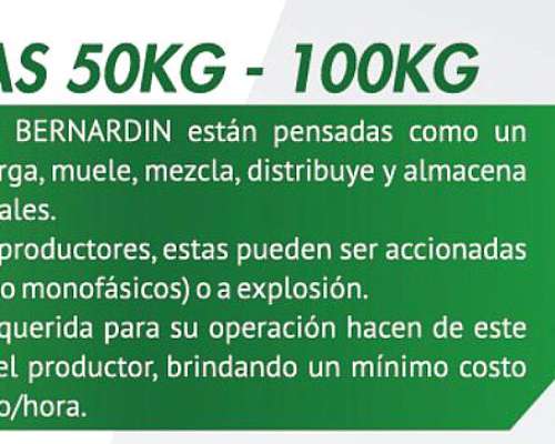 Mini Moledora y Mezcladora de Alimento 100kg Bernardin